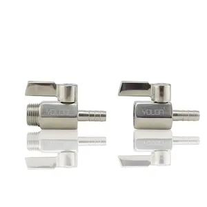 Mini Brass Bóng Van Khí Nén Thép Không Gỉ Mini Đôi Bên Trong Và Bên Ngoài Chủ Đề Phụ Kiện 304 Threaded Bóng Van 1/8