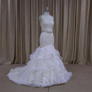 XF1013 muestra real de moldeado sin tirantes de la trompeta del organza vestido de novia para la novia - Product Image 4