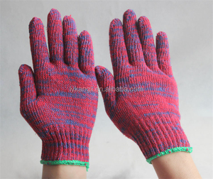 Guantes de trabajo de seguridad tejidos a mano de tela de algodón rojo - Product Image 3