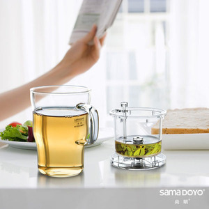 2024 nouvelles tasses en verre de bureau personnelles transparentes résistantes à la chaleur personnalisées petite tasse de <span class=keywords><strong>filtre</strong></span> à thé en verre <span class=keywords><strong>avec</strong></span> infuseur - Product Image 1
