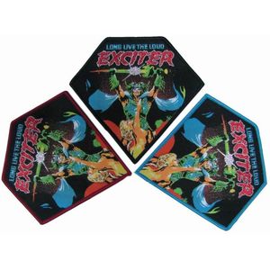 LONG LIVE the LOUO EXCITER SATIN WOVEN PATCH - Taille personnalisée, bord découpé au laser, support thermocollant - Product Image 1