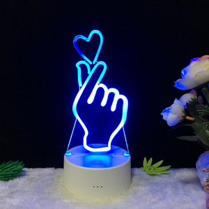 Hình Trái Tim Ánh Sáng Ban Đêm Mới Lạ 7 Màu Lãng Mạn Thay Đổi Ngón Tay Trái Tim LED Ánh Sáng Ban Đêm 3D Bàn Đèn Ma Thuật Ánh Sáng Ban Đêm - Product Image 1