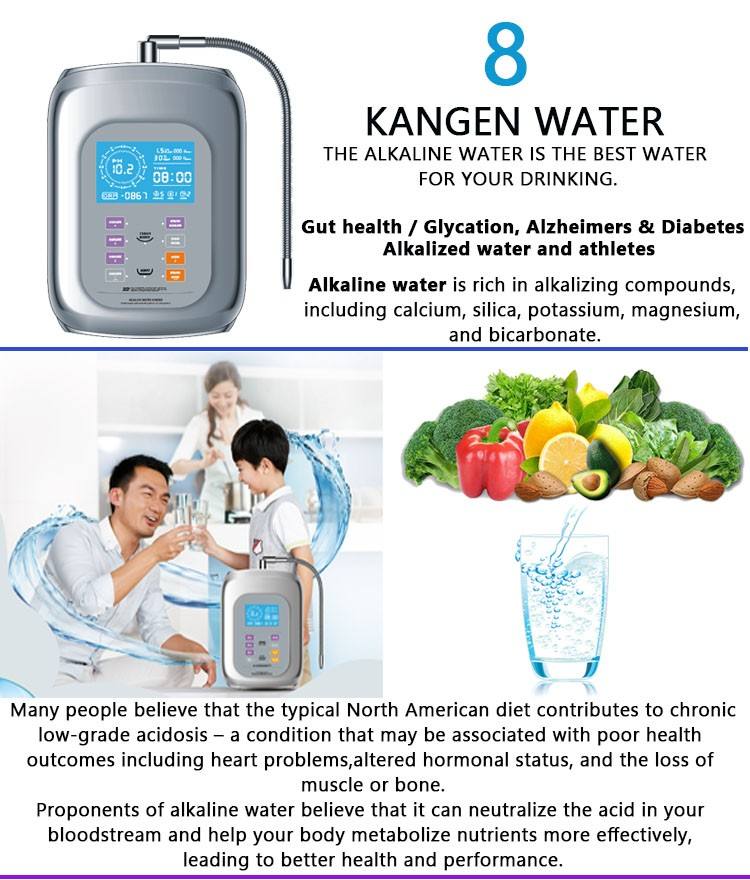 Alkaline kangen water ionizer machine with pH to with touch panel  voice and with acidic generator