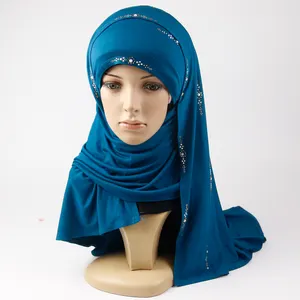 Wholesale Long Oversized Plain Solid Color Scarf Factory Muslim Maxi Luxury Cotton Jersey Moslem Hijab