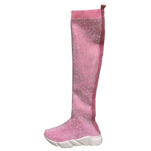Sneakers con Logo personalizzato da <span class=keywords><strong>donna</strong></span> con diamanti e stivali lunghi con cristalli alti - Product Image 1