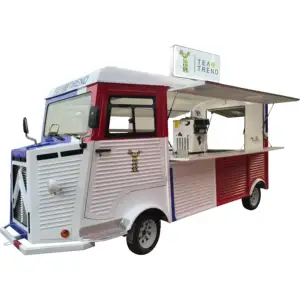 Custom made stainless steel food trucks Retro coffee Large food van