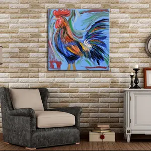 High Skills Artist Hand-painted Abstract Cock Oil Painting On Canvas Handmade Impression Rooster Painting Oil For Decoration