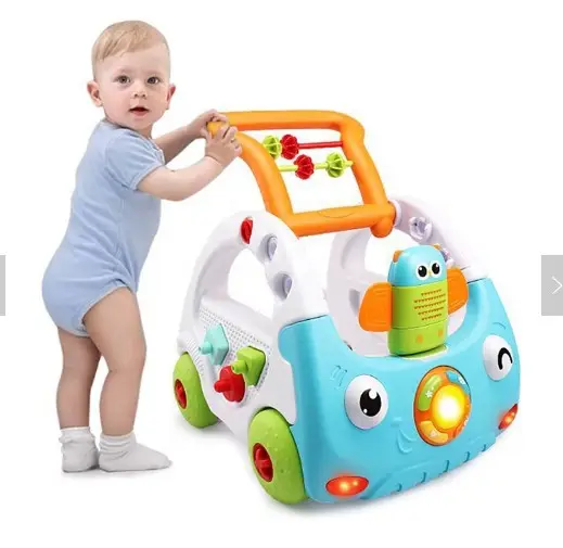 Bayi 3 In 1 Remote Control Walker Duduk dan Berdiri Belajar Walker Mendorong Mobil Aktivitas Walker dengan Musik dan Lampu