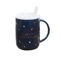 Zogift kaliteli siyah seramik kupa yıldızlar ve ay porselen çay kahve fincanı