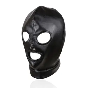 Capa principal completa do falso couro adulto de BDSM, escravo do sexo máscara facial Bondage Restraint aberto boca olhos nariz arnês