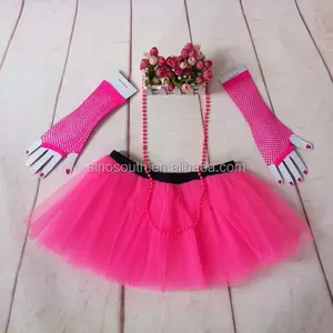 3-слойная шифоновая ткань розового цвета для девочек, дешевая юбка-пачка