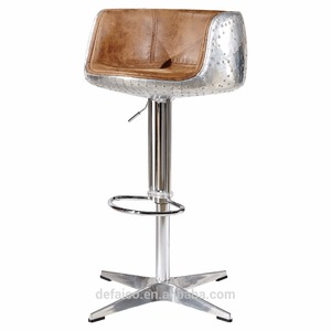 Metal Base Industrial Bar <strong>Stools</strong> <strong>Adjustable</strong> Aluminum Back Aviator Bar Chair for Pub Club Kitchen Counter - Product Image 2