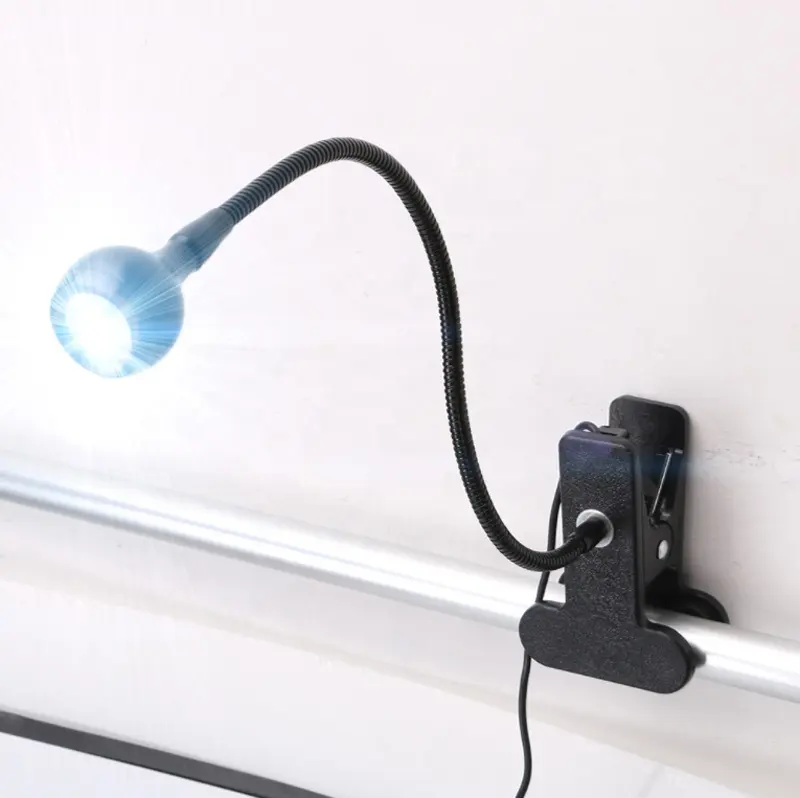 Luminária ajustável de led usb, flexível para pescoço solto, lâmpada para leitura, livro, com prendedor, ligar/desligar, interruptor de controle