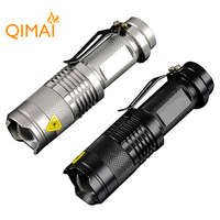 Mini Linterna LED Recargable de Aluminio con Clip, 3 Modos, SK68 14500, 3 Vatios, Zoom Rojo