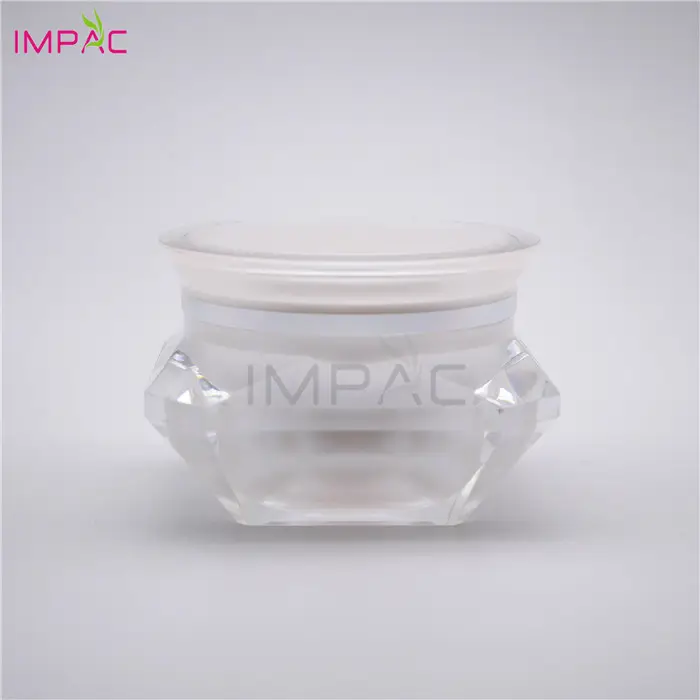 delicate dual wall cosmetic cream plastic white diamond shape jar 50ml