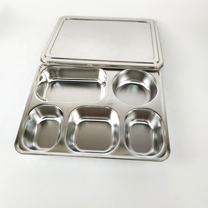 Assiette à dîner en acier inoxydable 304 <span class=keywords><strong>Thali</strong></span> Dining Restaurant Assiette Plateau 5 compartiments Boîte à lunch Mess Plateau - Product Image 2