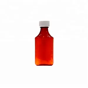 4 온스 rx 병 PET 앰버 용기 기침 시럽 병 약 캡슐 용 액체 구강 플라스틱 병