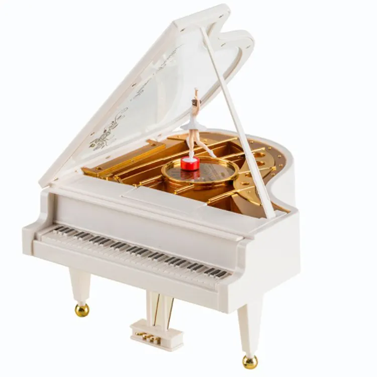 piano shape mini wooden ballerina music box for gifts