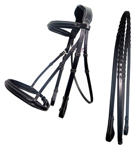 Bride surélevée fantaisie rembourrée en cuir durable personnalisable pour les courses de chevaux équitation de style occidental - Product Image 2