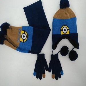 <span class=keywords><strong>Ensemble</strong></span> <span class=keywords><strong>bonnet</strong></span>, écharpe et gants en tricot acrylique personnalisé pour enfants de 6 à 12 ans, broderie hivernale - Product Image 2