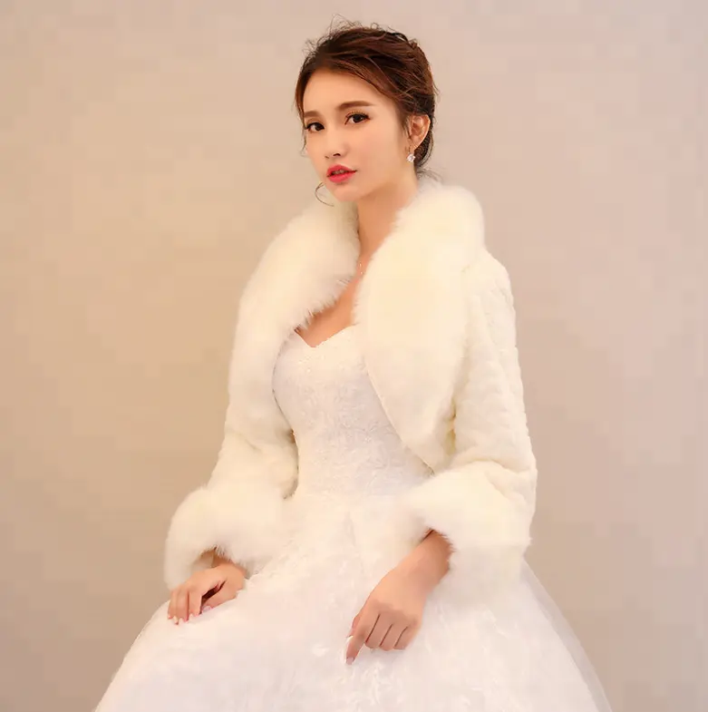 Bianco Faux scialle di pelliccia di volpe per la cerimonia nuziale da sera di inverno del capo wrap