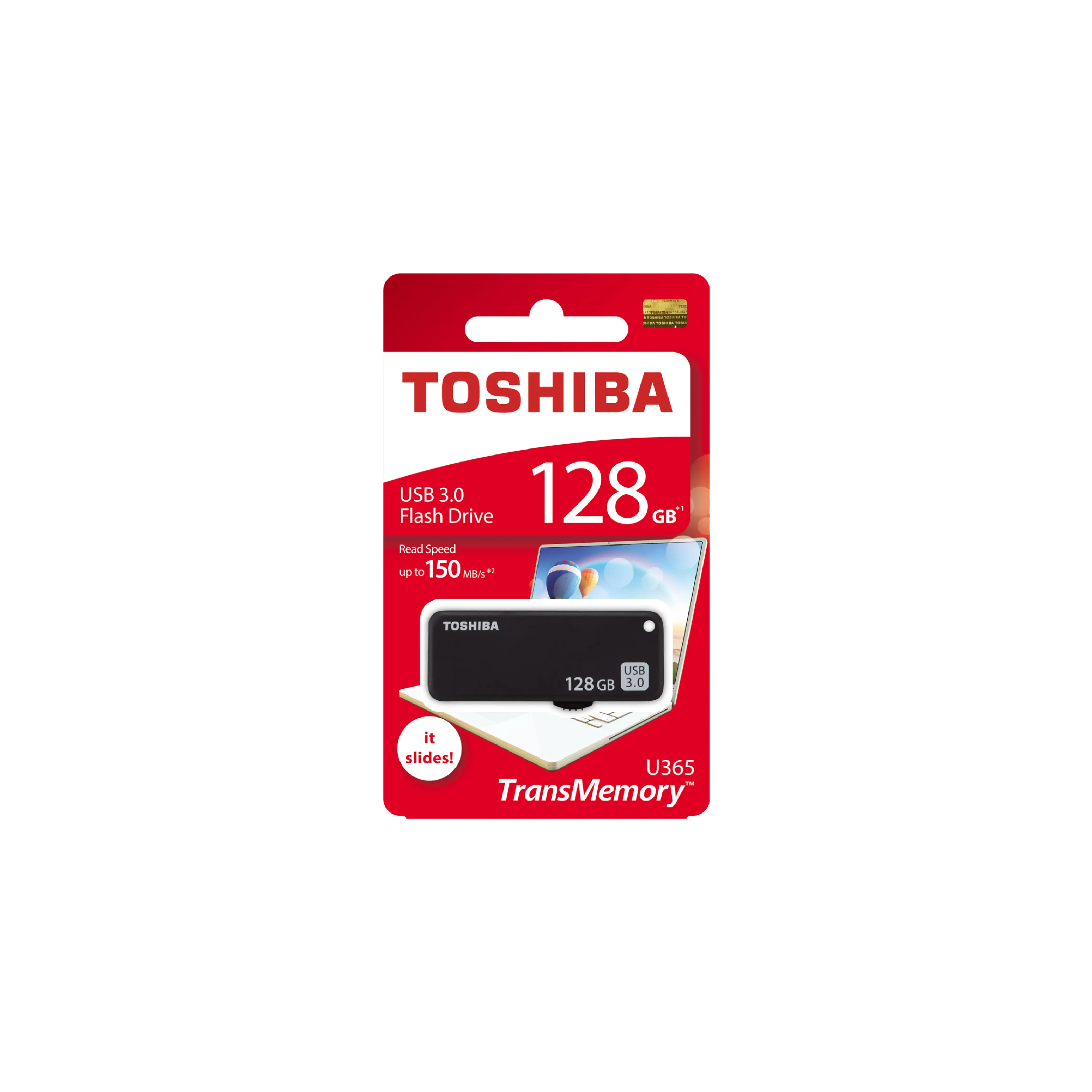 Gaya Terbaru Kualitas Terbaik Stik Memori TOSHIBA U365 128GB Slide Disk USB 3.0 Membaca 150GB Flash Drive