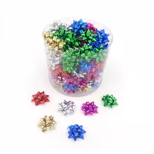 Noeud <span class=keywords><strong>étoile</strong></span> miniature décoratif en ruban métallique pour emballage cadeau, décoration, artisanat - Product Image 1