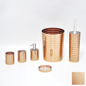 ชุดอุปกรณ์ห้องน้ำทรงกลมทำจากทองแดงสีน้ำตาลดีไซน์ลายเส้น - Product Image 1