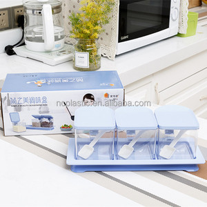 550ml 3 Part Square Entertainment Set <strong>Sessoning</strong> Rack Spice Pots with Serving Spoons - Product Image 3