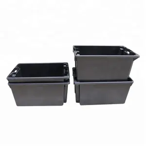 JOIN black plastic storage containers for stack and nesting storage boxes without lids