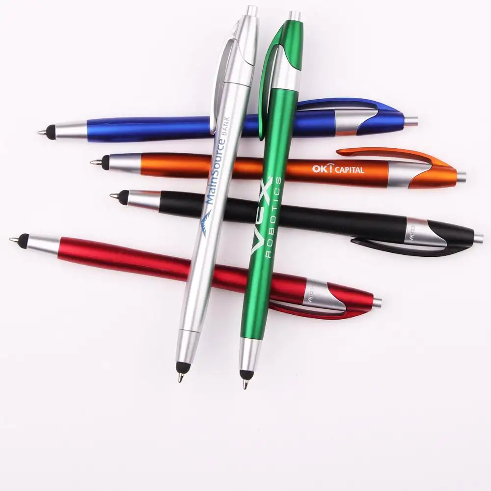 Pen With Name Custom Logo Promotional Pen Touch Screen Pen Logo Mobile Plastic Ballpoint Pen With Slim Stylus Novelty 1.0mm Writing Width