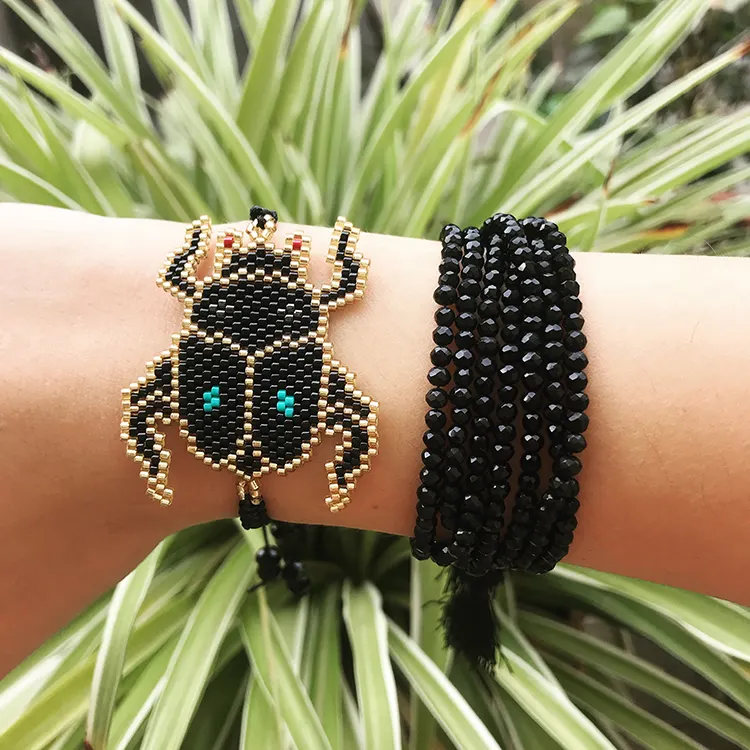 Pulsera miyuki con infrarrojos y cuentas de cristal, brazalete de joyería