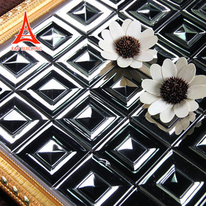 Carrelage <span class=keywords><strong>de</strong></span> mosaïque <span class=keywords><strong>de</strong></span> métal brillant, arrière-plan KTV d'hôtel, mosaïque spéciale 300x300, carré brossé - Product Image 2