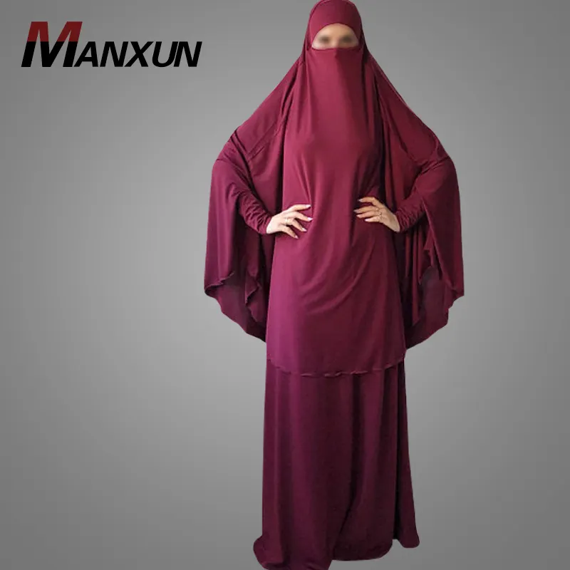 Setelan Jilbab Burgundy dengan Rok Transformer Khimar Niqab Burqa Baju Muslim Jilbab Telekung Panjang Kaftan Wanita Mukena