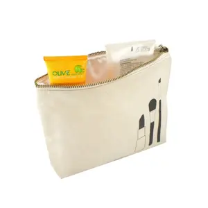 Bolsa de viaje promocional personalizada para mujer, bolsa de regalo con cremallera, bolsa de algodón para maquillaje