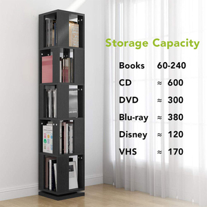 Modern Corner Bookshelf <strong>Rotating</strong> Bookcase 5 Tier Storage Shelving Bookshelf Unit Book Display <strong>Shelf</strong> - Product Image 3