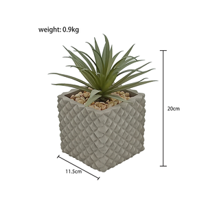 Heim-Garten-Dekoration Zement Künstlicher Grüner Bonsai im Grauen Topf Langlebig & Realistisch <span class=keywords><strong>20cm</strong></span> Schreibtischpflanze - Product Image 4