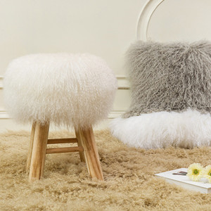 Housses de siège <span class=keywords><strong>en</strong></span> fourrure de peau de mouton tibétaine, couvre-siège pour chaises usb, couleur bleu marine - Product Image 5