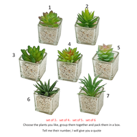 Set Tanaman Palsu Mini Pot Bunga Sukulen Dekoratif Kubus Semen Kecil Ramah Lingkungan Buatan Tangan Tahan Lama Realistis