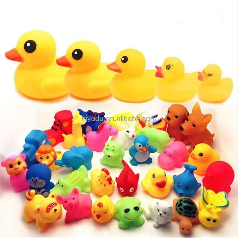 13 unids/set educativos agua de baño juguetes flotante pato de goma amarillo Squeeze sonido chillón juguete | Baño de pato de juguete | Bebé juguetes de baño