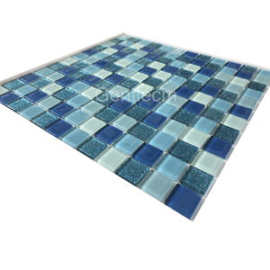 Carrelage de piscine de pulvérisation à froid bleu <span class=keywords><strong>pailleté</strong></span> 4mm carré cristal verre mosaïque tuile pour <span class=keywords><strong>mur</strong></span> - Product Image 4