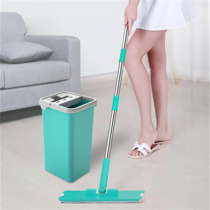 Free-hand self wash and dry magic mop with water drainage flat mop with bucket