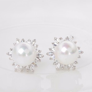 Teemi Mujer Joven Mujer Moda Piedras CZ joyería del copo de nieve y de la perla preciosa pendientes de lindo Stud - Product Image 2