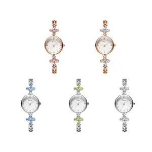 Kimio Quartz Stainless Steel Bracelet Crystal Watch Set For Women