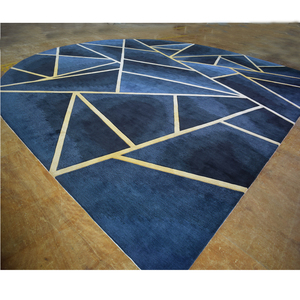 Navy Blu Geometrica Tappeto Con Glod Linea A Mano Trapuntata Tappeto <span class=keywords><strong>Tappeti</strong></span> e <span class=keywords><strong>Tappeti</strong></span> di Lusso Soggiorno - Product Image 6