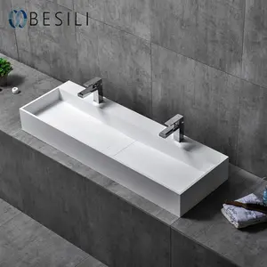 Lüks Modern Banyo Katı Yüzey Çift Lavabo lavabo G07