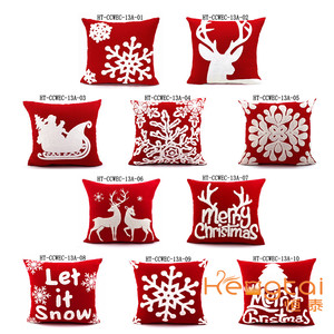 <span class=keywords><strong>Funda</strong></span> de cojín decorativa con bordado de lona de algodón para Navidad, <span class=keywords><strong>funda</strong></span> de almohada de lujo, HT-CCWEC-03 de salida al por mayor/13-A-01-10 - Product Image 3