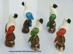 Sculpture tropicale unique exotique perroquets Figurine Tagua Statue sculpture nouveauté cadeau de Tradition équatorienne ivoire végétal - Product Image 2