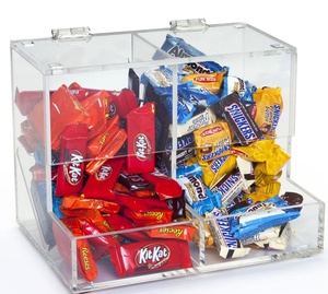 Mini boîte à bonbons en perspex transparente, distributeur de bonbons en lucite, bac à bonbons en acrylique personnalisé à 2 compartiments - Product Image 1