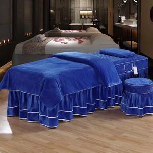 Hỗ Trợ Mẫu Nhung Mặt Spa Massage Linen Bộ Đồ Giường Trong Làn Da Mềm Mại Đầy Màu Sắc Fell Quilt <span class=keywords><strong>Bedsheet</strong></span> <span class=keywords><strong>Set</strong></span> Cho Thẩm Mỹ Viện - Product Image 6